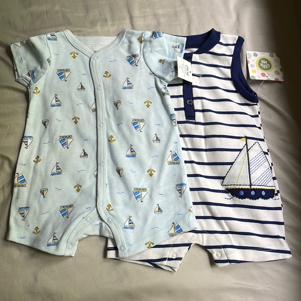 2 piece set. 3 month. Sailboat onesies. Short sleeve